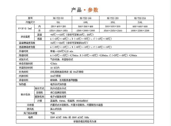 水平式冷热冲击试验箱规格