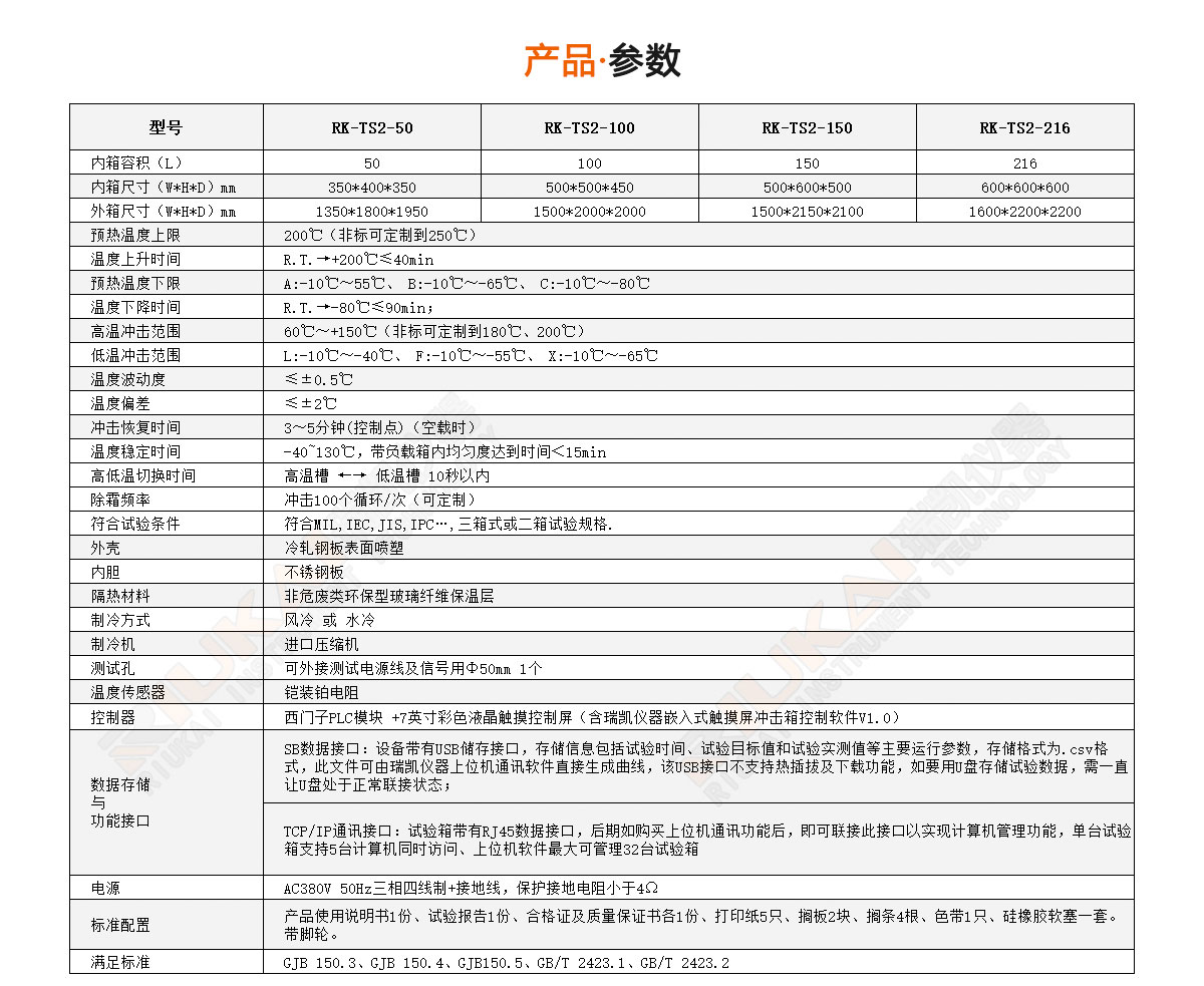 带视窗玻璃冷热冲击试验箱规格参数